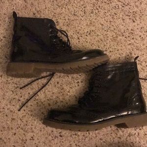 Black Patten Leather combat boots